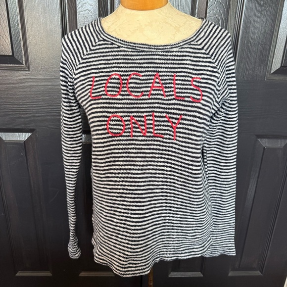 Sundry Anthropologie Coastal Nautical Striped LOCALS ONLY Embroidered Sweater - Picture 2 of 12
